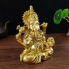 Gold Lord Ganesha Statue Sculpture Big Resin Ornaments Hindu Elephant God Buddha Statues Figurine Home Decoration Lucky Gifts