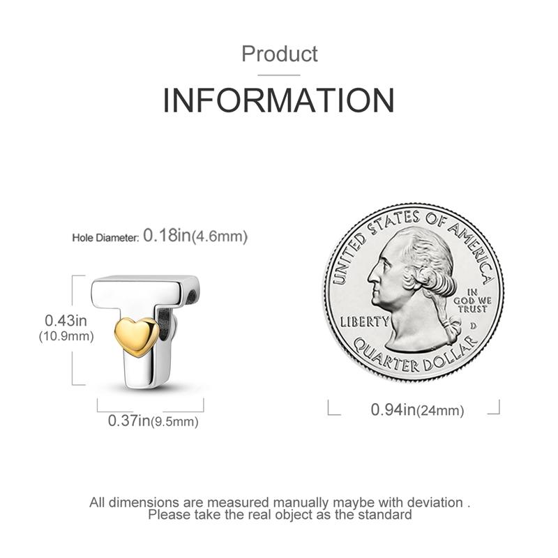 Charms Originale Heart English Alphabet Series Bead Fits Bracelets Necklace Women Charm Copper Luxury Diy Jewelry Gifts