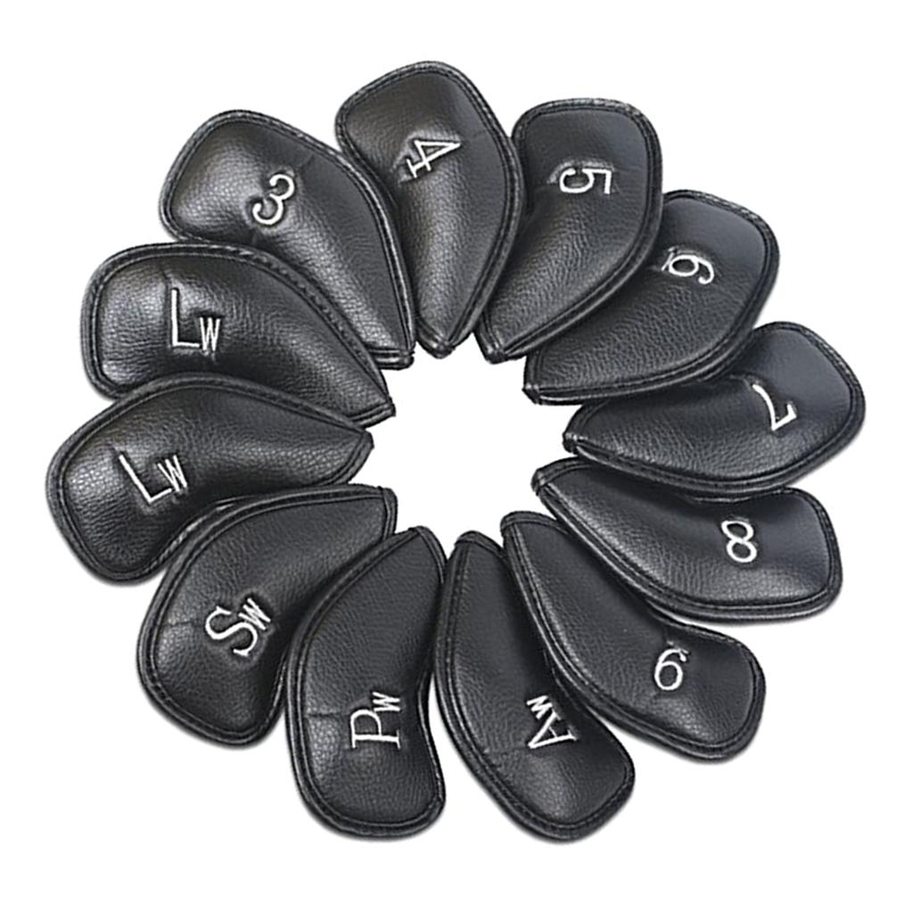 12 Pièces PU Cuir Golfs Headcover Housse de Protection Étuis Tête de Fer Imperméables Accessoires de Golf