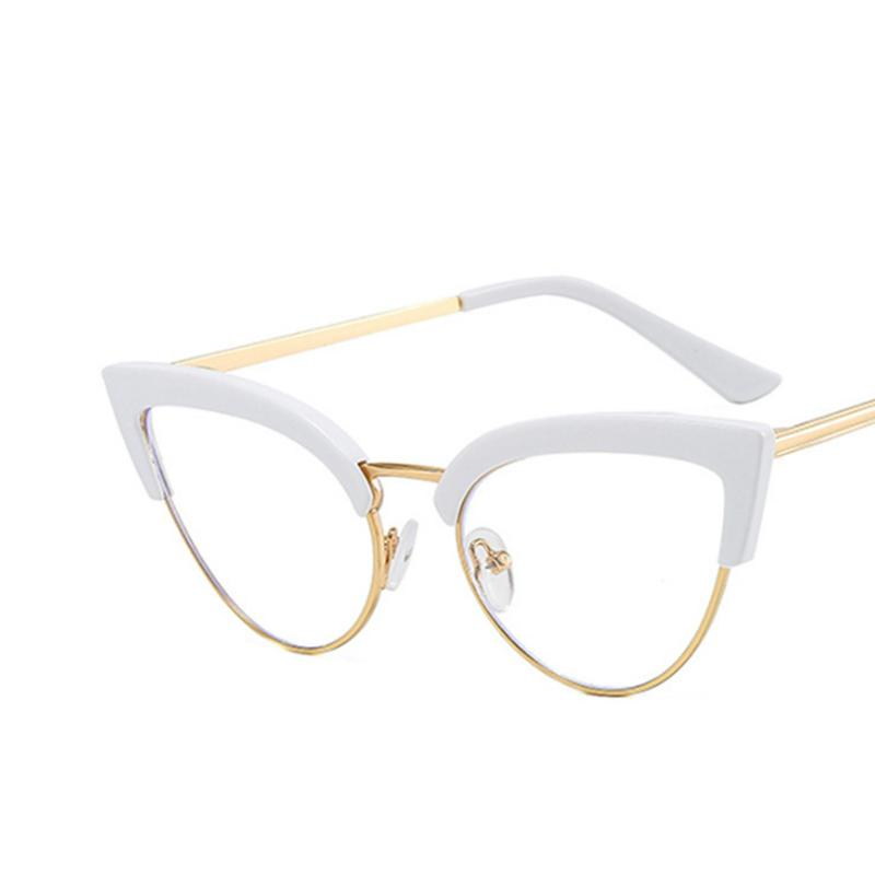 Cat Eyes Half Metal Frame Clear Lens Glasses Simple Myopia Nerd Spectacles Degree -0.5 -1.0 -2.0 -3.0 -4.0 To -6.0