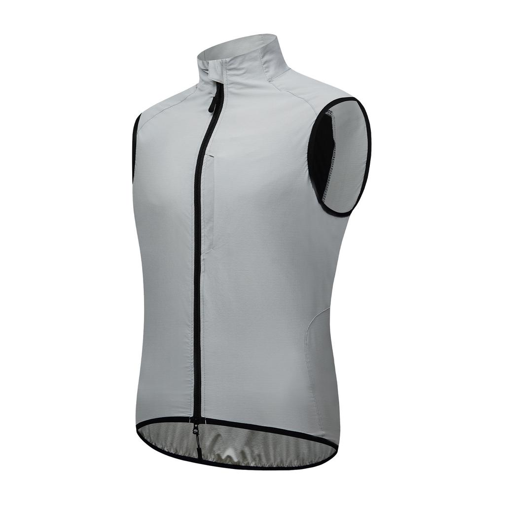 Reflective Cycling Vest with Chest Pocket Windproof Gilet for Running Hiking Biking Black EU Size S