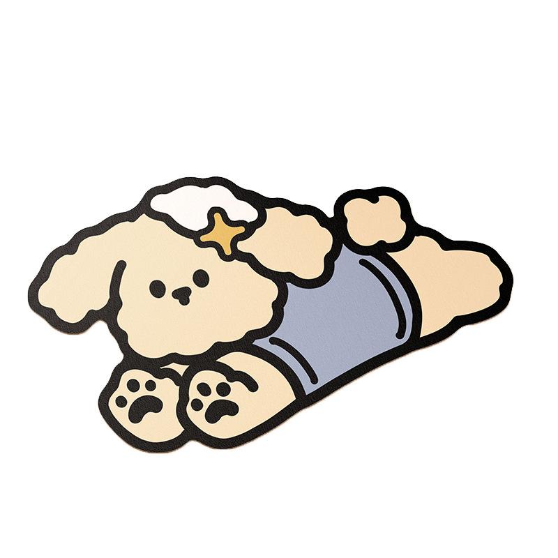 Cartoon Puppy Bathroom Water Absorption Diatom Mud Floor Mat Niche Cute Home Bathroom Door Mat