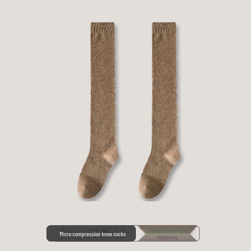 

Женские осенне-зимние нескользящие утягивающие гольфы выше колена — однотонный хлопок в японском стиле. Over-the-knee верблюд