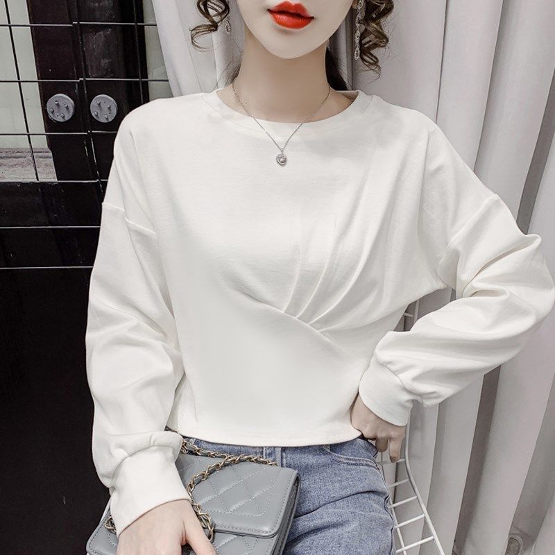 Small and Short Styles Paired with Pullover Sweaters Women's Spring and Autumn New All-match Loose Fashion Bottoming Shirt