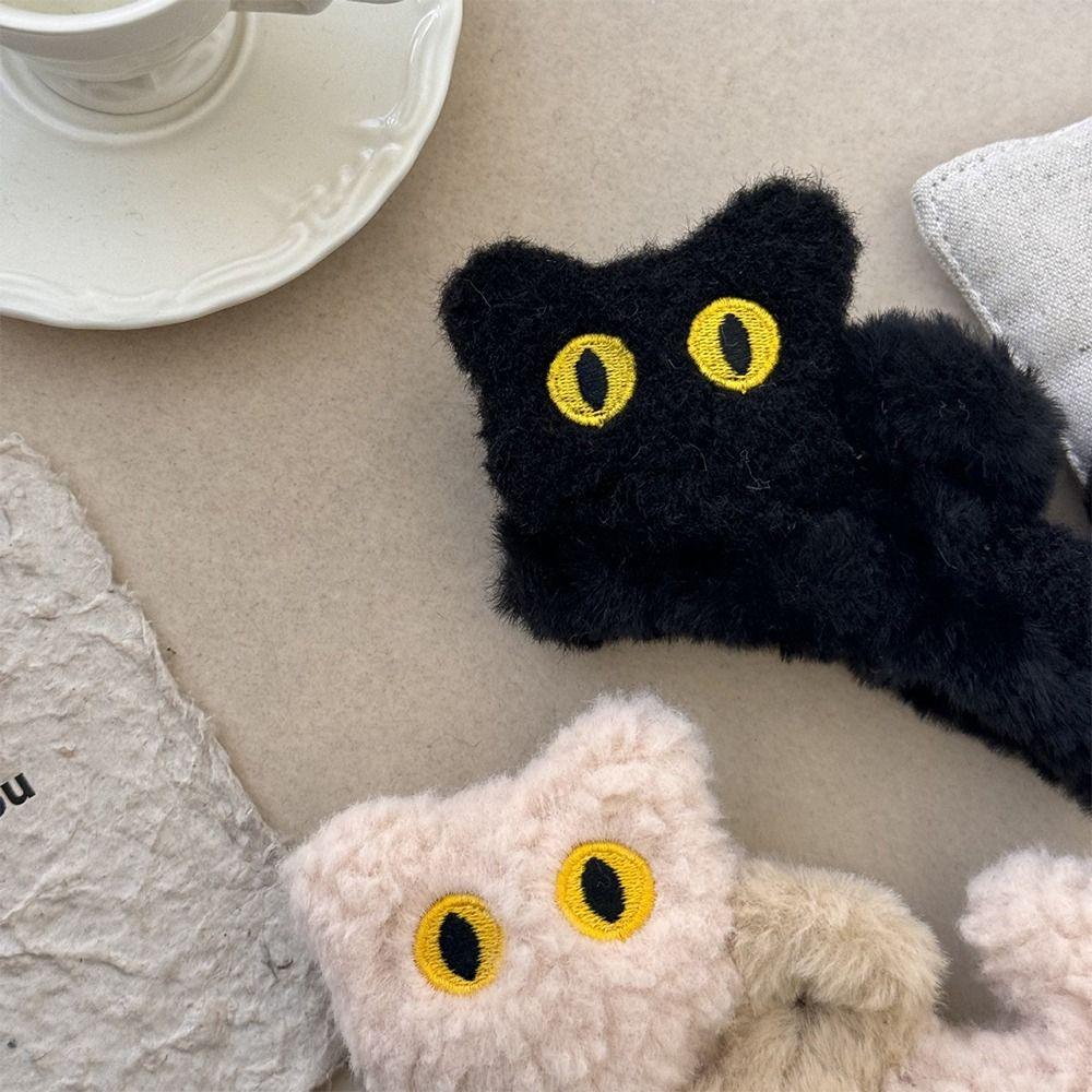 Plush Cat Hair Claw Clip Elegant Ponytail Headdress Fashion Shark Clips for Women Girls