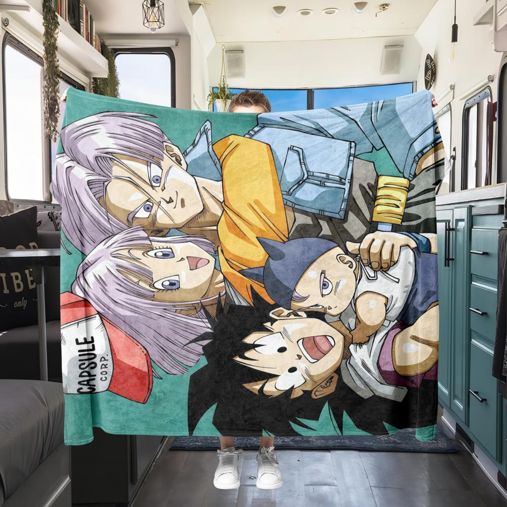1 Stück DRAGON BALL Aufdruck Flanelldecke, Hohe Qualität für alle Jahreszeiten, Heimdekoration, Wärme und Komfort, Perfekt für Weihnachtsgeschenke