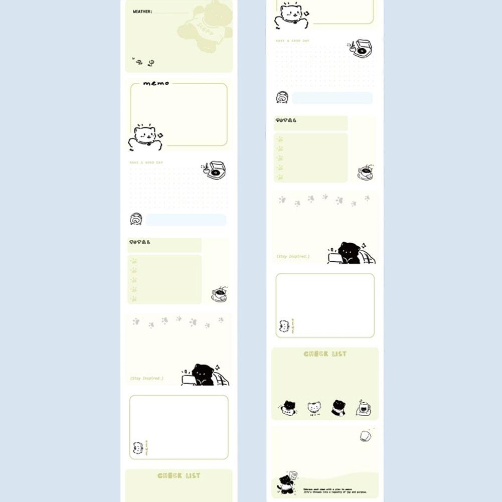 

60mm * 2m Kawaii black and white kitten note tape DIY handmade scrapbooking material aesthetic stationery supplies зелёный