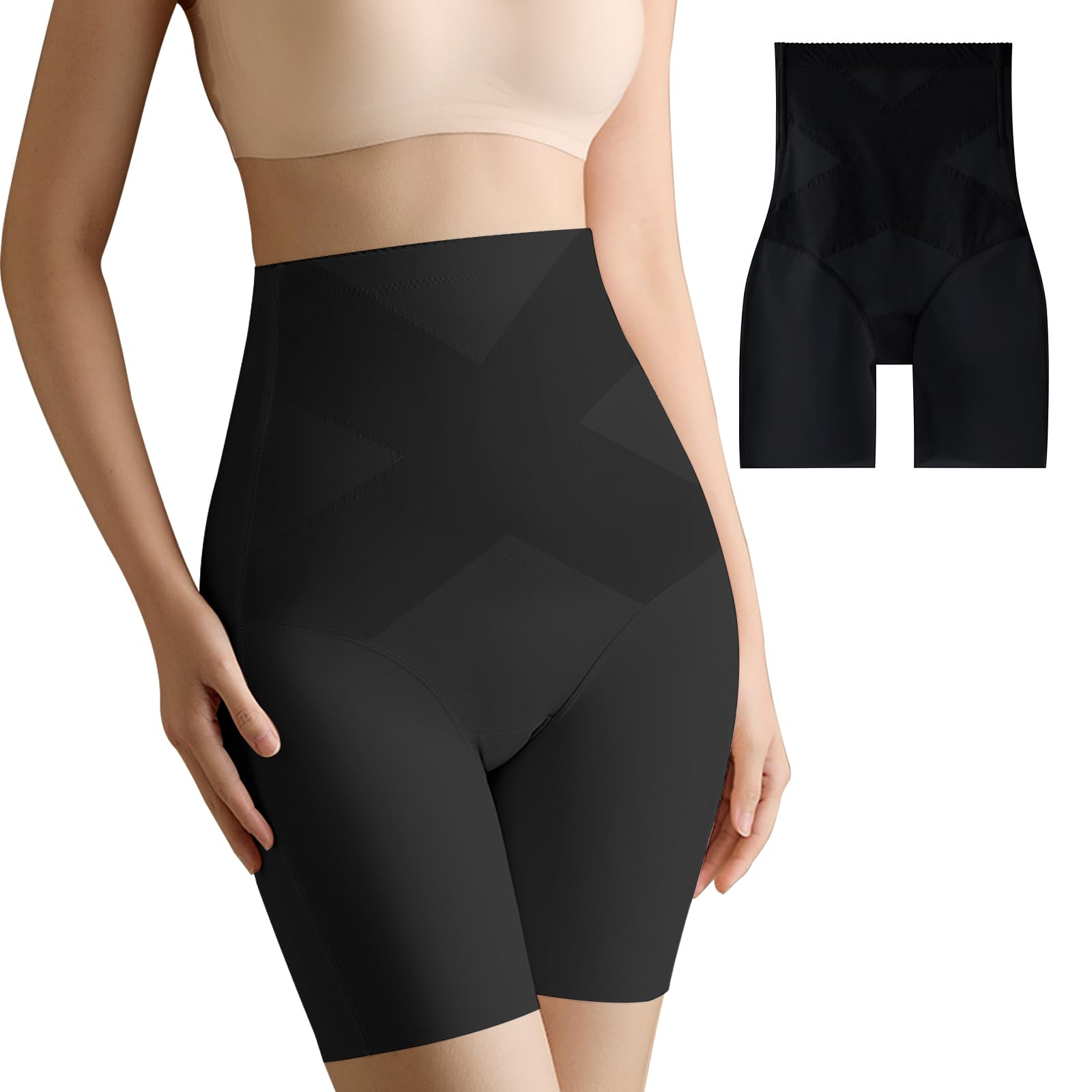 

Корсет для тазового пояса Mornisun Утягивающий и способствующий эластичной компрессии Формирующее белье для женщин с высокой талией [Поднимает бедра, живот, осанку] Дышащий, чёрный