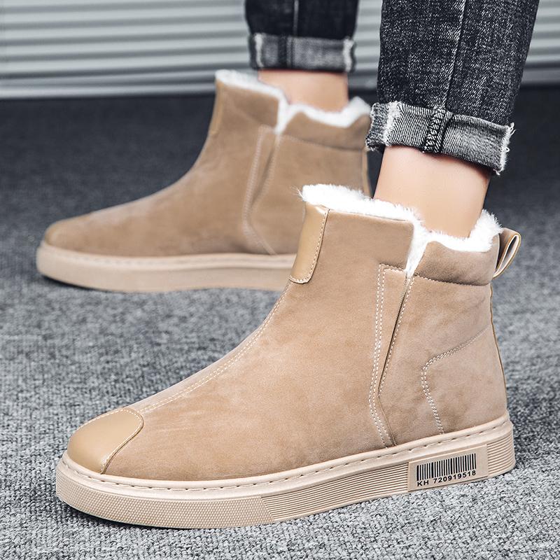 Winter Men Boots Snow Boots Man Plush Keep Warm Outdoor Round Head Black Men's Platform Ankle Boot Fashion Designer Shoes