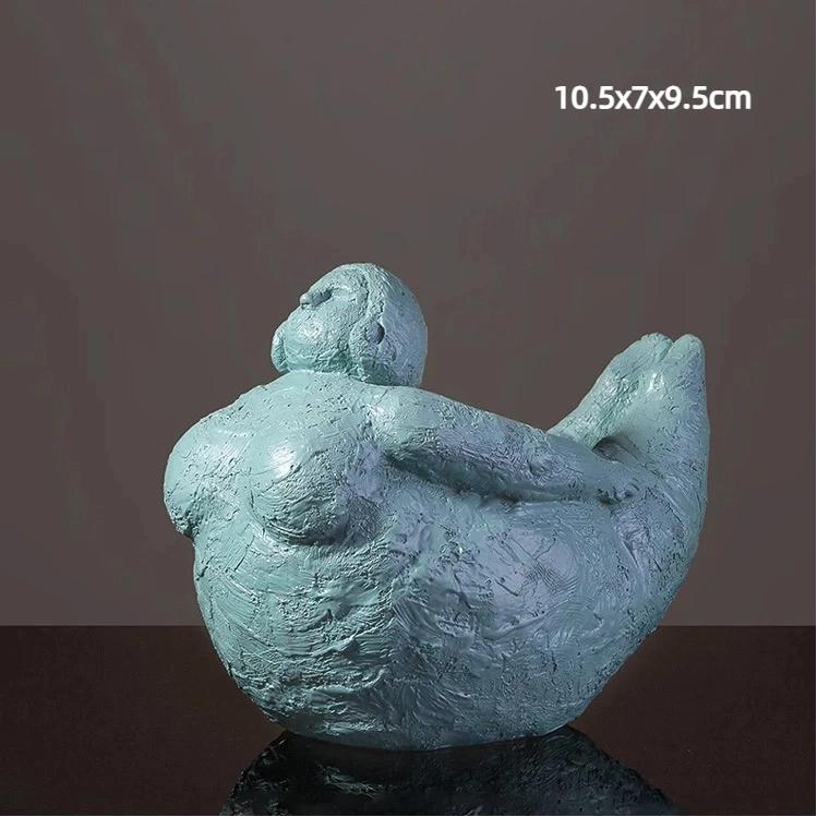 Handmade Sandstone Yoga Chubby Woman Statue Home Decor
