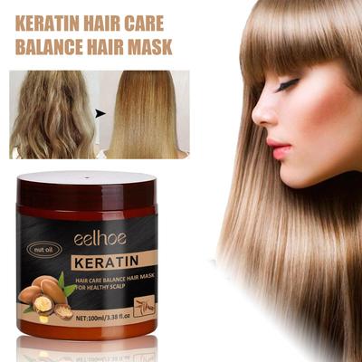 Mască de păr cu cheratină de argan Reparare Păr creț uscat Netezire și hrănire Mască de păr