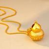Chinese Style Gold-Toned Diamond Gourd Pendant Necklace for Women