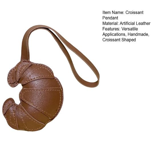 Croissant Pendant Bag Charm Croissant Shaped Keychain Pendant Faux Leather Croissant Charm for Backpack Keyring