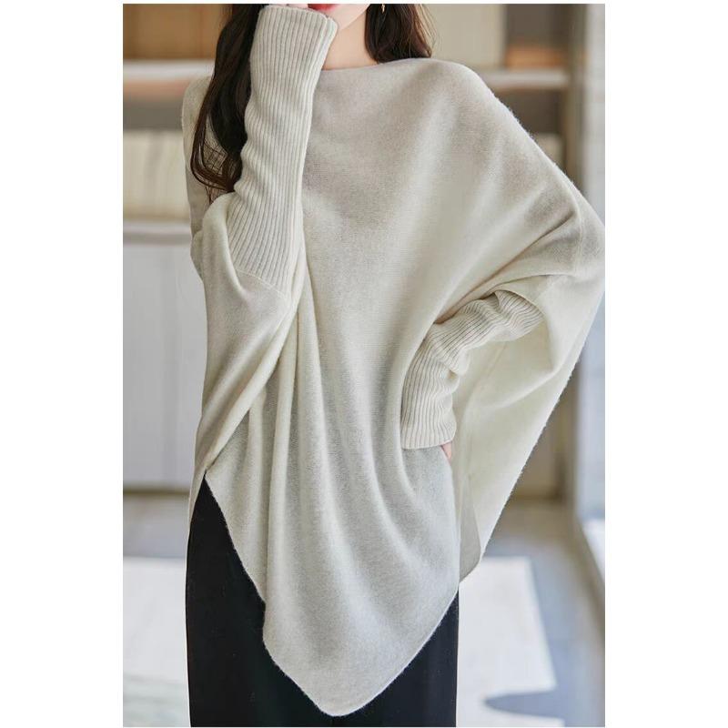 DIMANAF 2025 Autumn Winter Women Sweaters Pullover Tops Knitted Basic Tees Sweater Bat Sleeve Loose