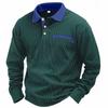 Men's Casual Loose Colorblock Lapel Button Long Sleeve Top