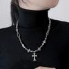 European and American Retro Gothic Style Bead Necklace Cross Necklace Simple Neutral High-end Necklace Pendant Trendy Splicing Necklace