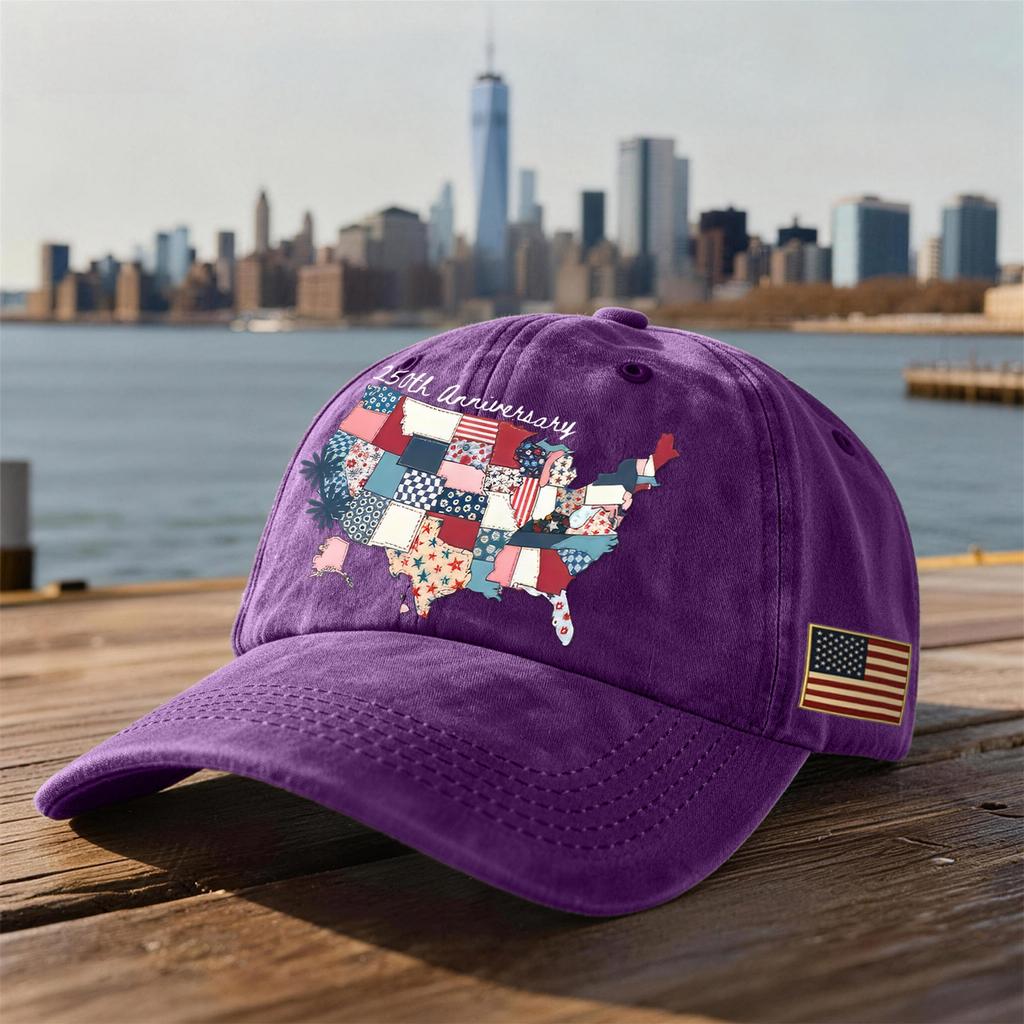 Unisex USA 250th Anniversary Printed Distressed Washed Baseball Cap | Patriotic Vintage Hat For Celebrations