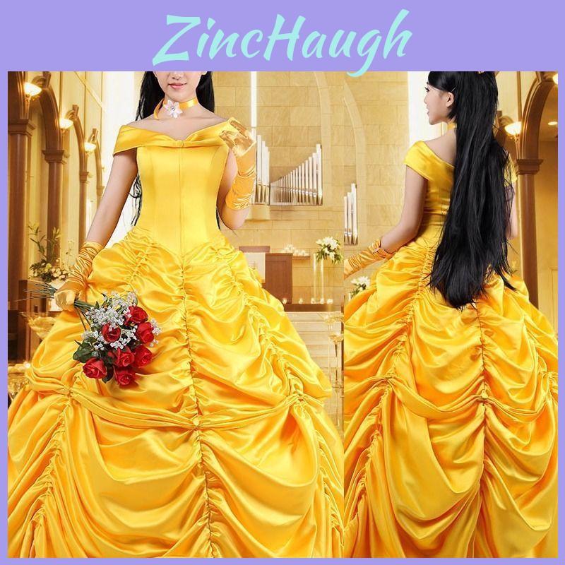 Elegante Costume Cosplay da Principessa Belle de La Bella e la Bestia, Stile Fiabesco, per Donna