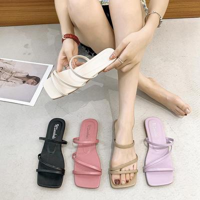 Women's Flat Summer Fairy Style Thin Strap Beach Slippers