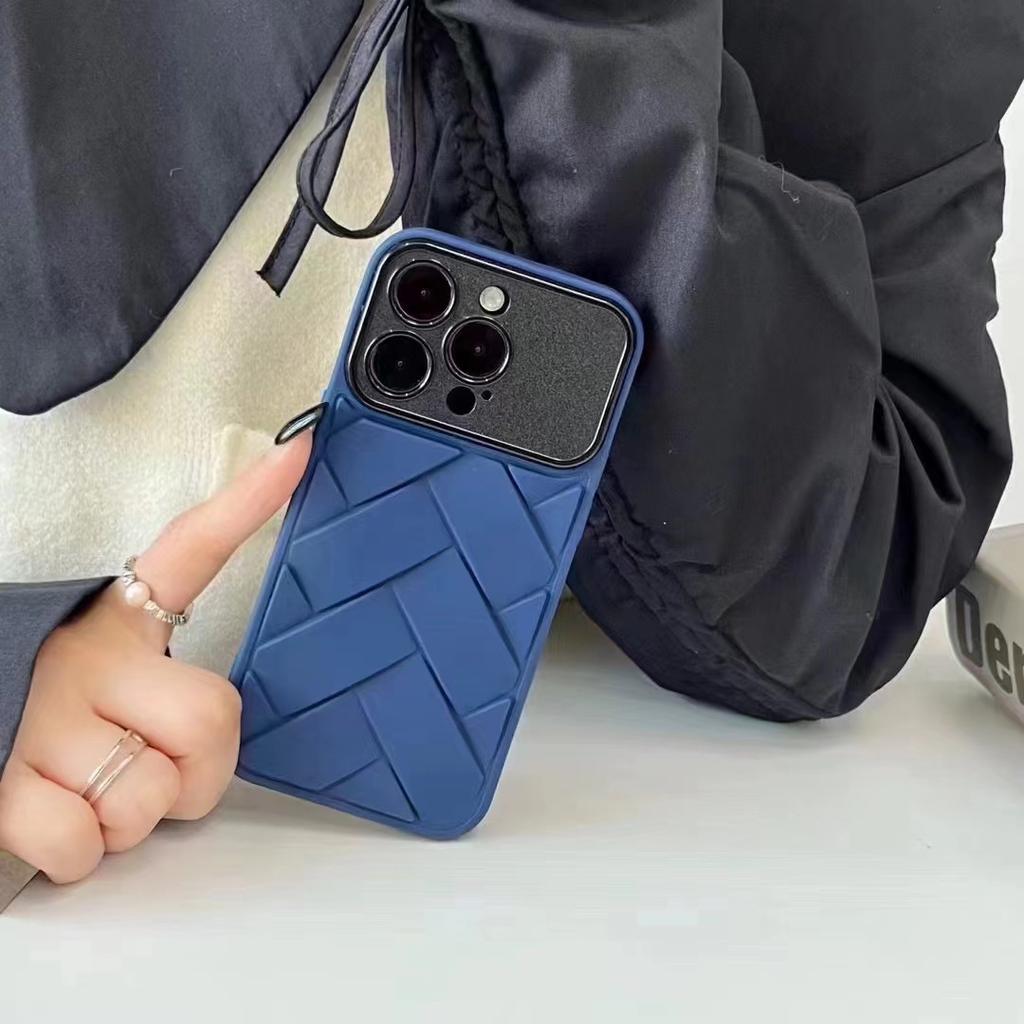 Applicable To IPhone15 Pro Woven Large Window Soft Shell Apple 14 Anti-fall Mobile Phone Case