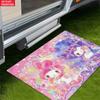Kawaii Cute Cartoon Friends Doormat, 2D Print Non-slip Floor Mat, Pink Purple Flower Entrance Rug for Girls Bedroom Decor Gift