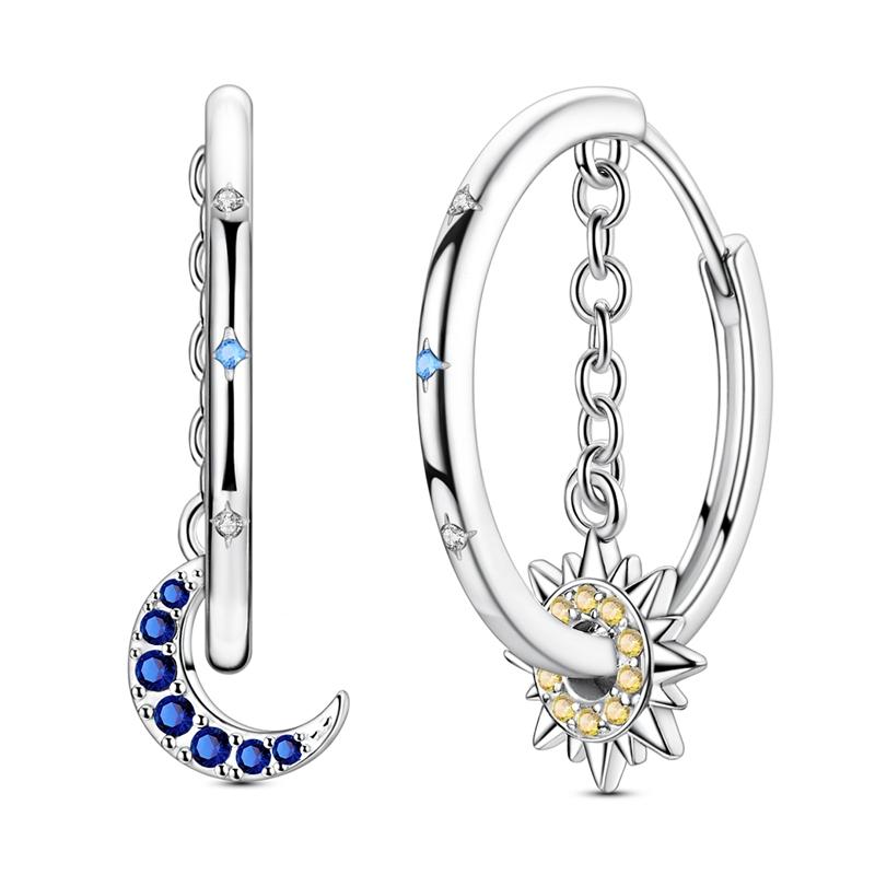 Hot Selling 925 Sterling Silver Blue Stars Butterfly Zircon Exquisite Earrings Suitable For Girls' Charming Jewelry Gifts