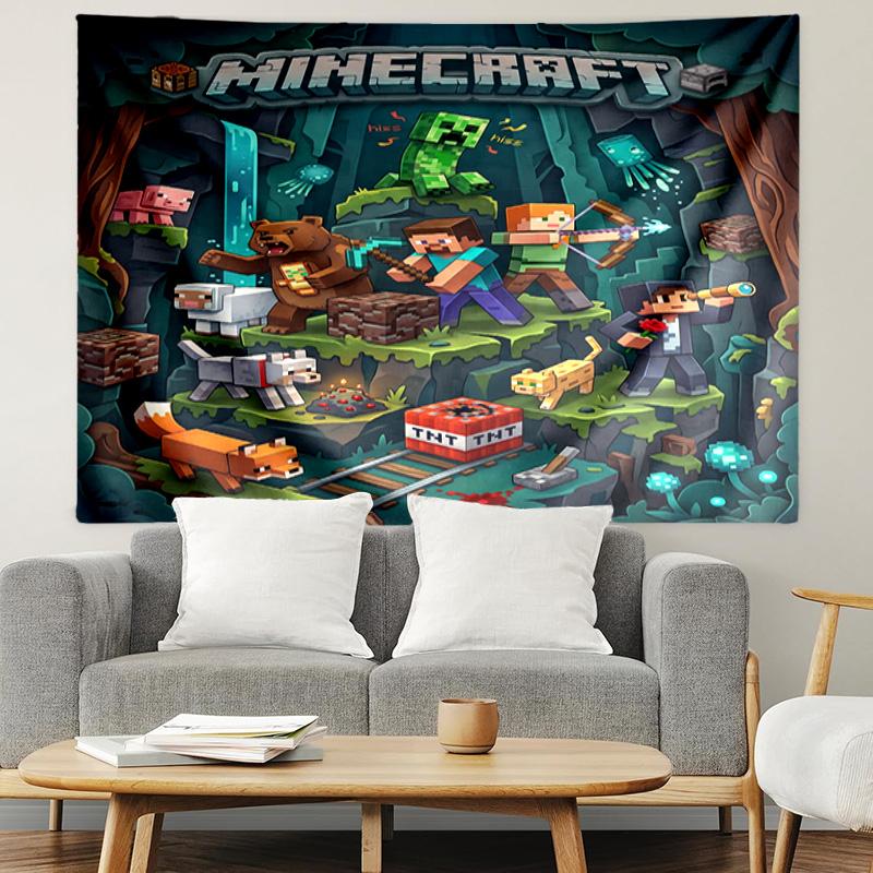 Minecraft1 (2) Print Tapestry, Lightweight Wall Hanging, for Bedroom, Dorm, Living Room, Home Art Decor, Birthday Christmas Gift for Friends