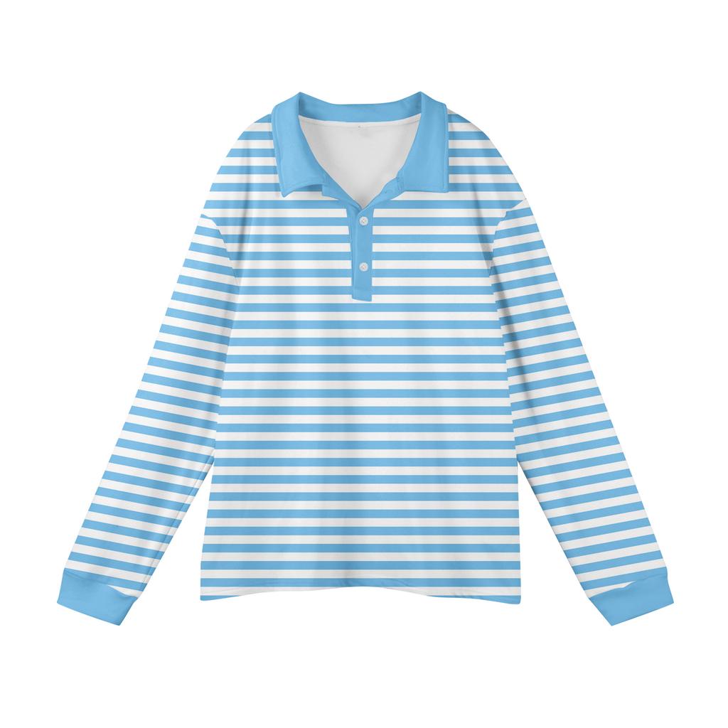 Men's Casual Striped Print Button-Up Long-Sleeve Tops