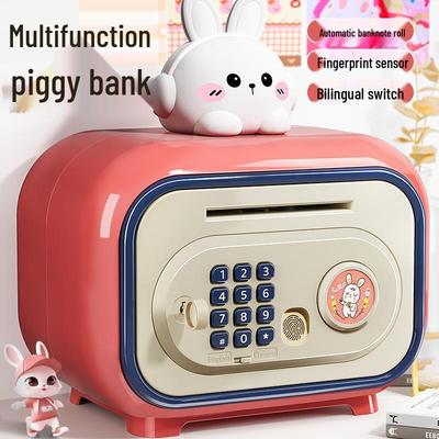 Children's Cartoon Money Box: Large Capacity, Dual-Mode Unlocking, Automatic Money Rolling Toy