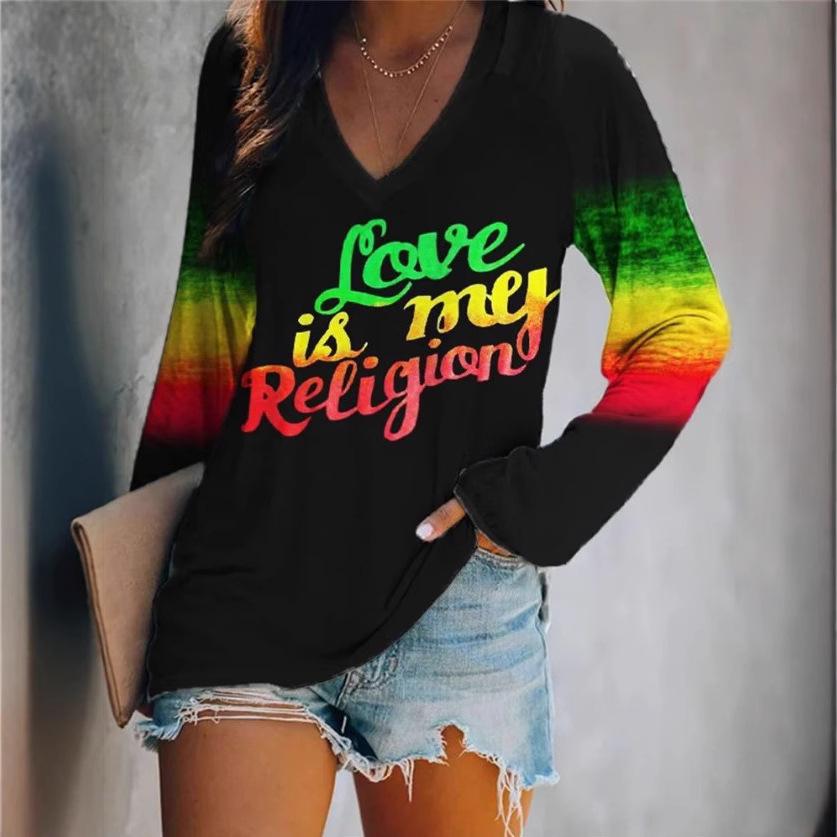 2024 Women's V-Neck NFL Team Long Sleeve T-Shirt with 3D Print Design