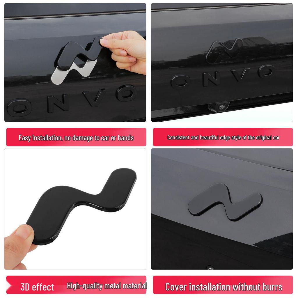 Compatible Black Letter Car Logo Modification for Nio L90 – Hood and Tail Emblem Sticker