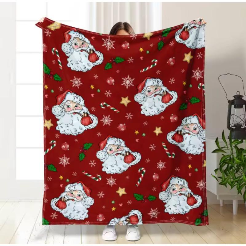 Striped Christmas Tree Digital-printed Polyester Bedroom Velvet Flannel Cover Blanket Fleece Soft Sofa Cover Blankets for Beds