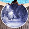 Winter Snow Landscape Round Beach Towel, Microfiber Soft Shawl Beach Blanket, Absorbent Quick Dry Portable Pool Towel Picnic Mat