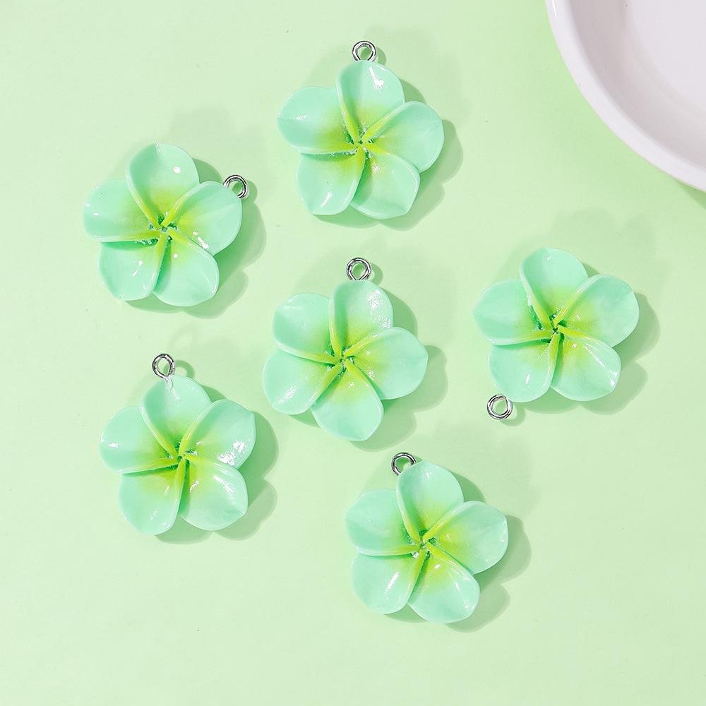 10Pcs 24mm Sweet Resin Colorful Flower  Charms Pendant Cute Petal Earring Necklace Diy Making Jewelry Accessories