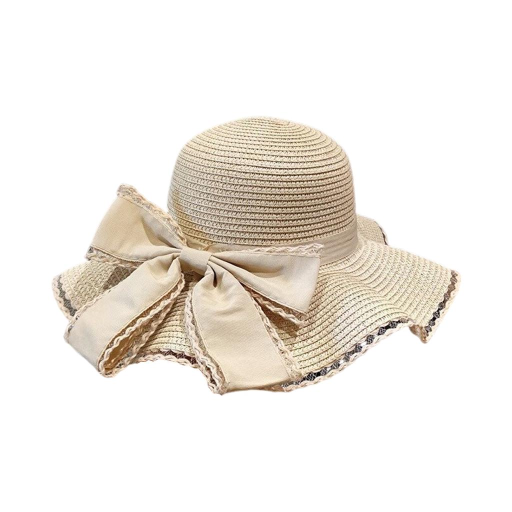 Women's Summer Fashion Sun Hat Large Brim & Bowknot Design Summer Sun Hats for Travel Holiday Beach Travelling