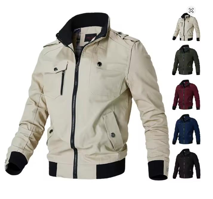 Bomber Jacket Men Fashion Casual Windbreaker Jacket Coat Men Spring Autumn Outwear Solid Stand Slim Jacket Mens