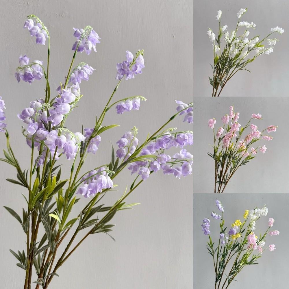 Realistic Valley Lily Artificial Bellflower Flowers 80cm Long Branch Silk Flower 3 Forks Fake Flower Home Table Decor