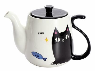 Keramisk Ai Katt 3 Brødre Hale Pot Svart Størrelse Ca. 8.5 H11 13011