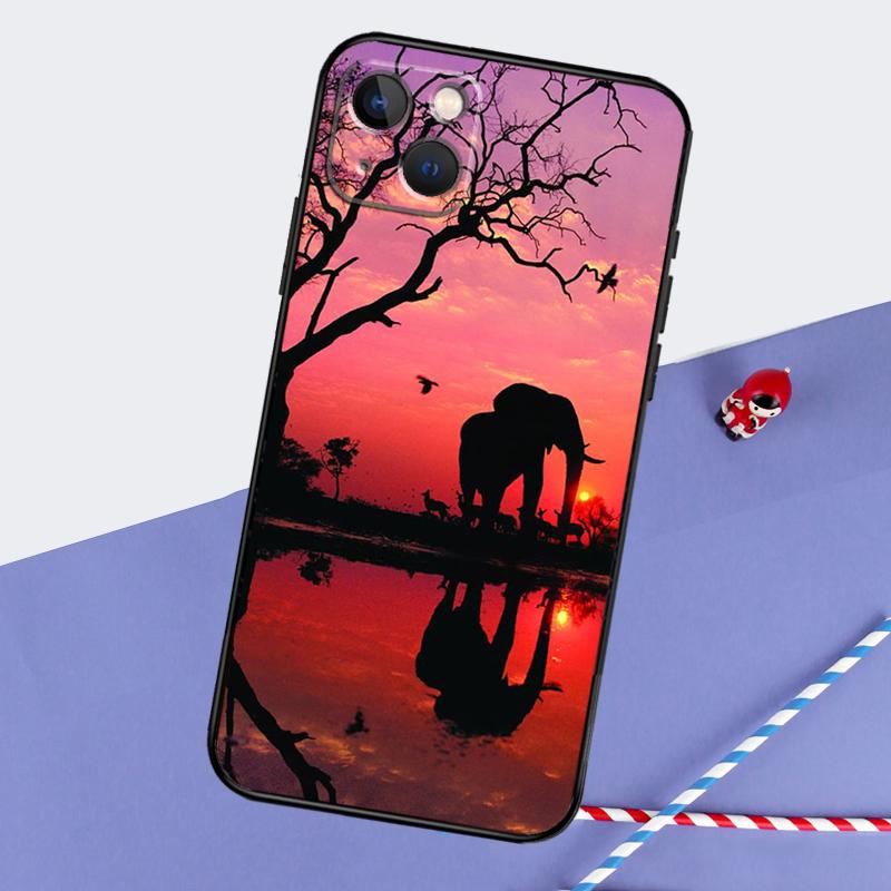 Elephant Animal Phone Case For iPhone 16 15 Pro Max 12 13 Mini 11 14 Pro Max XR 16 15 Plus 16e Cover Coque
