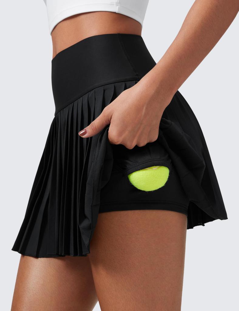 CRZ YOGA Tennis with Inner High Size M Skirt/Golf Skirt, Pleated, Shorts, A-Line, Waist, Pockets, Tennis/Golf Wear, Black,