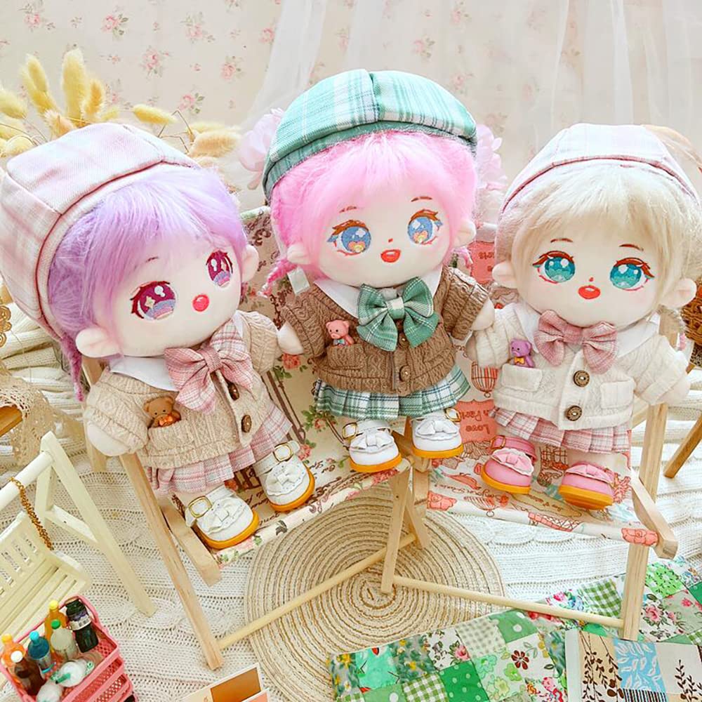 niannyyhouse 20cm Plush Clothes Button Wombat Coat Doll Clothes Dress Up (dark brown)