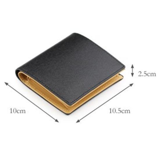 [Abies] Genuine Leather Grain Embossed Cowhide Bi-fold Wallet (with Box Coin Purse) Green