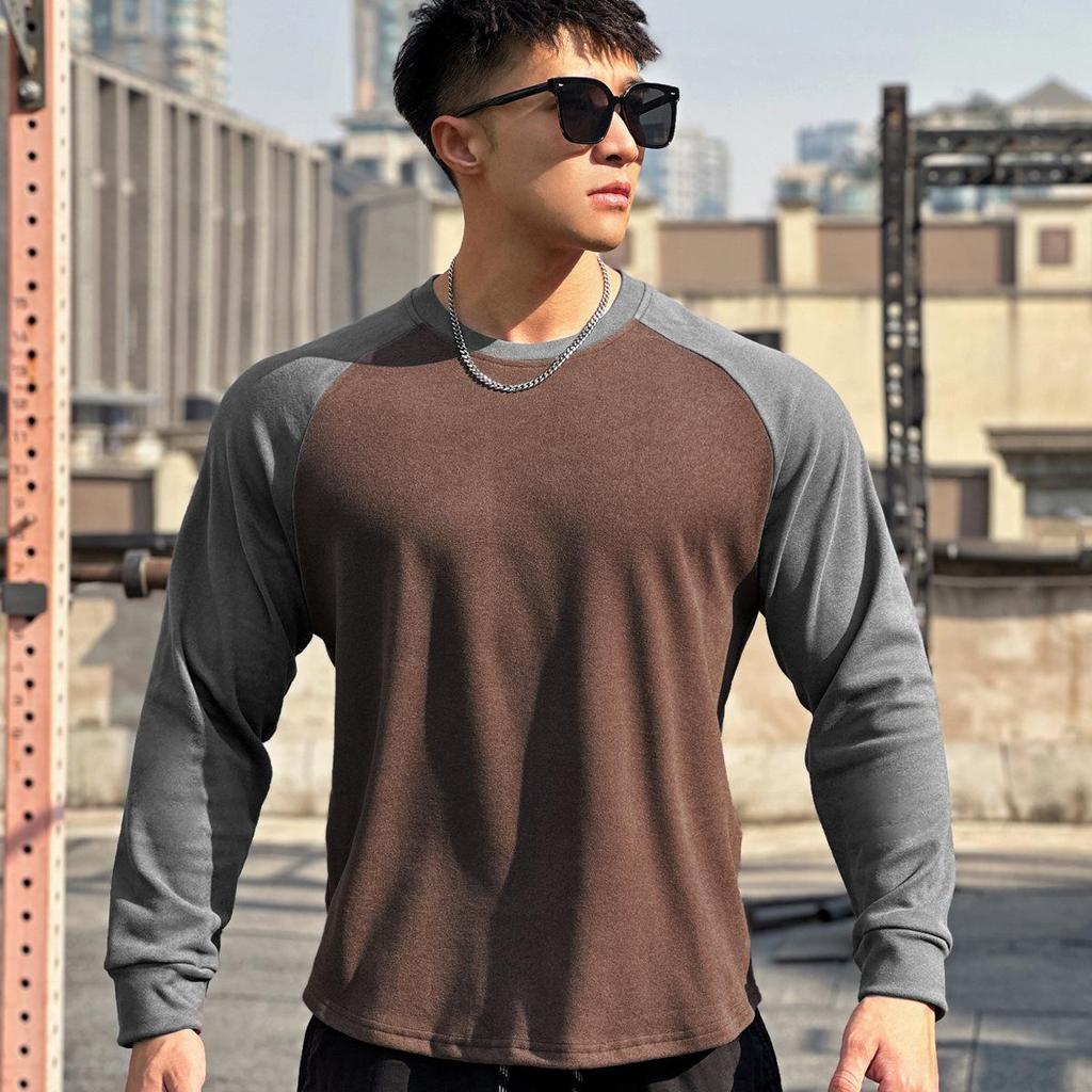 Autumn Sports Pullover: European Fit, Double-Sided Velvet, Long Sleeve for Running.