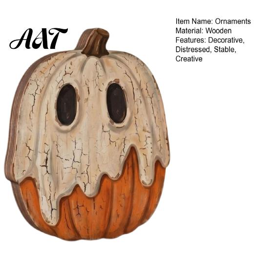 Atmospheric Retro Interior Ornaments Halloween Wooden Ornaments, Distressed Pumpkin/Cat Decorations, Desktop & Wall Unique Handcrafted Wood Decors for
