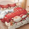 3pcs Cartoon Santa Claus Printed Chipless Bedding Set Bedroom Dormitory Soft Duvet Cover Multiple Sizes Machine Washable