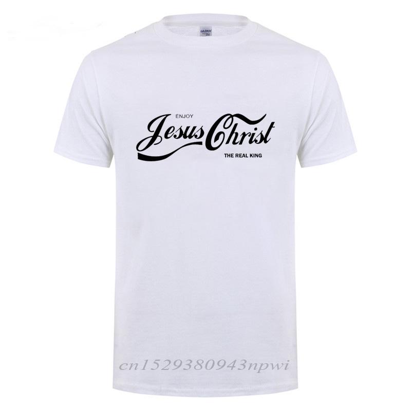 ENJOY JESUS CHRIST THE REAL KING CHRISTIAN FUN T SHIRT Baptism Church Bride Squad Esthetic Faith Cotton Funny Gift TShirt