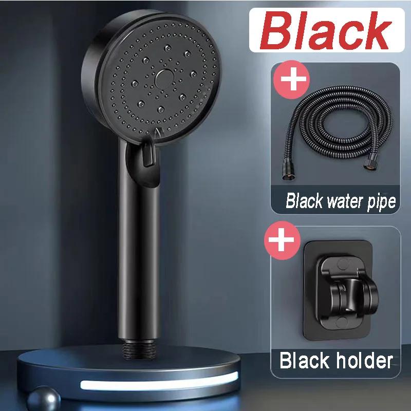 Black 5 Modes Shower Head Adjustable High Pressure Water Saving Shower Head Water Massage Shower Head Bathroom Accessories
