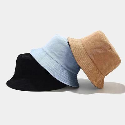 Chapeau de pêcheur uni à la mode double face quatre saisons Chapeau de pêcheur uni Chapeau de soleil en velours côtelé Chapeaux réversibles pliables