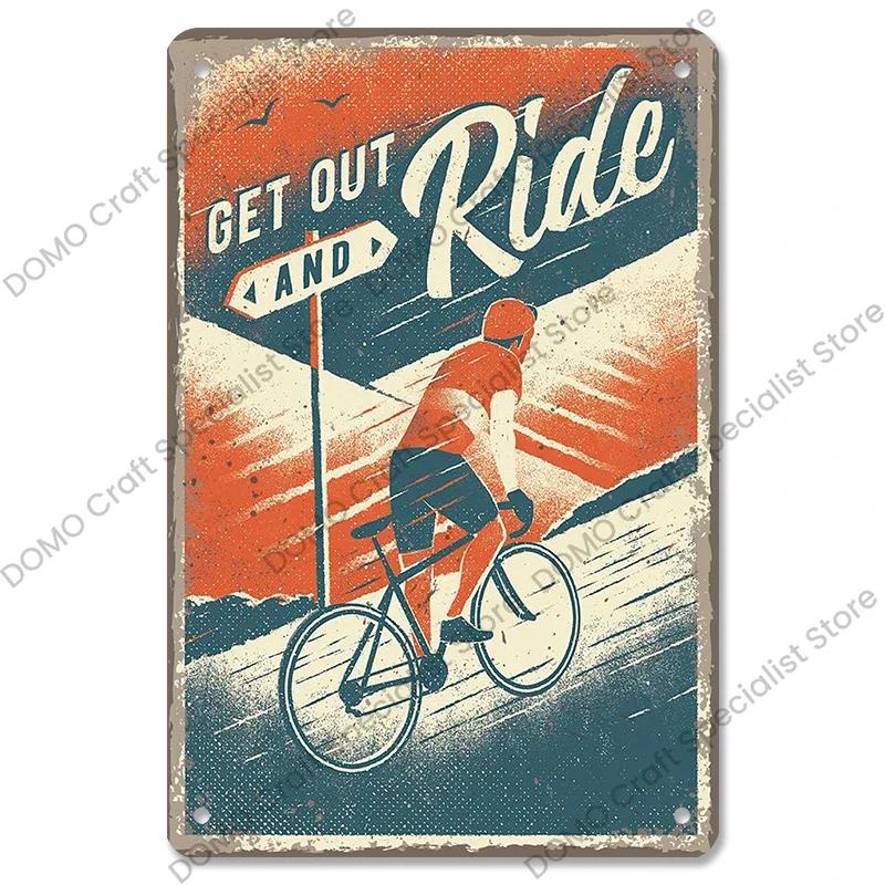 Placa de bicicleta Placa de lata de metal Ciclismo Corrida Vintage Metal Poster Wall Art Decor para Bike Club Garage Man Cave