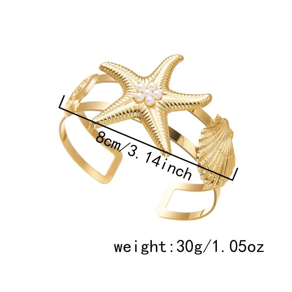 Fashion Bohemian Style Open Arm Ring Simple Gold Color Arm Bangle Adjustable Starfish Cuff Bracelet Jewelry Gift